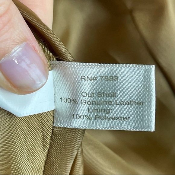 BOSTON PROPER LEATHER ASYMMETRIC ZIPPER STAND COLLAR TAN MOTO JACKET - Picture 14 of 15